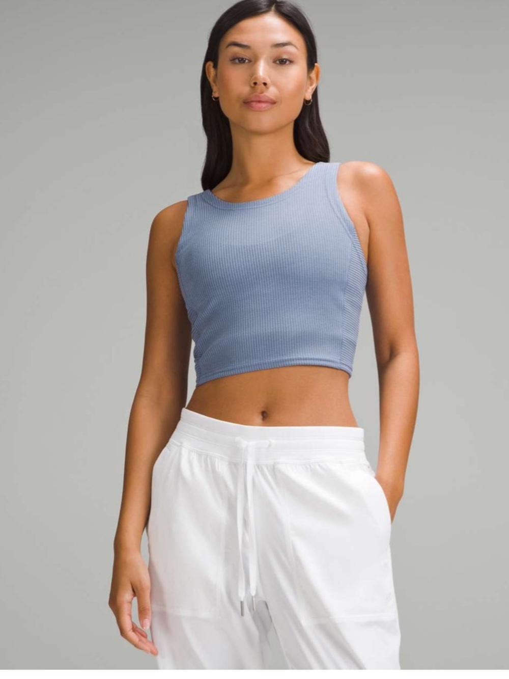 lululemon athletica Ribbed Softstreme Cropped Tank Top - Oasis Blue sz 8